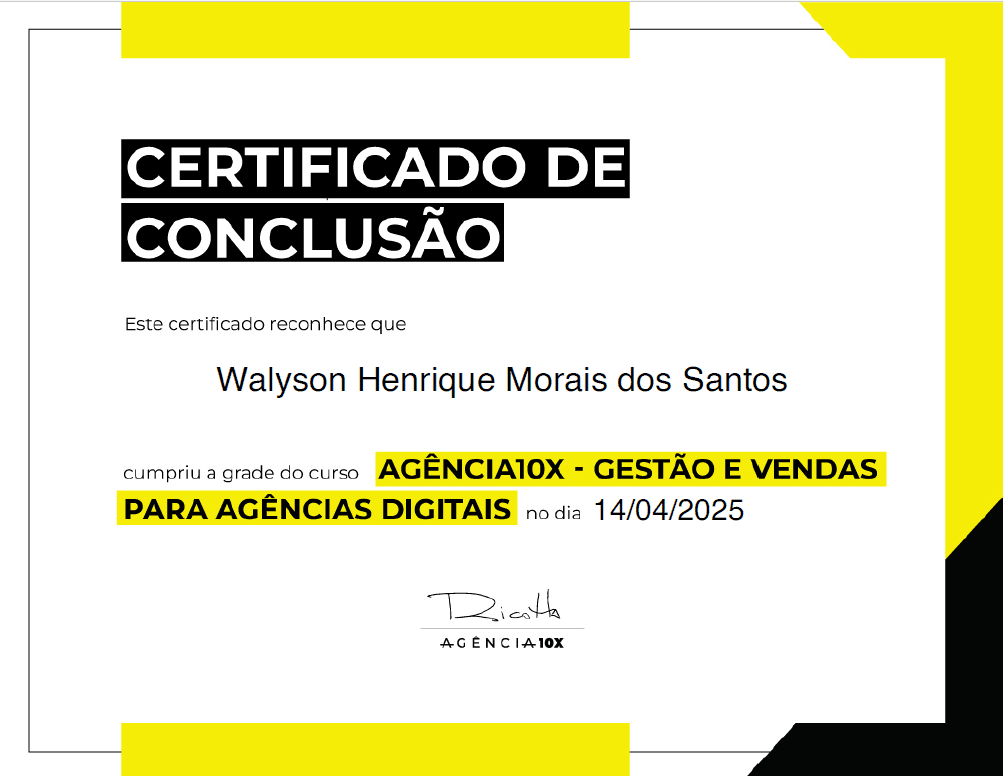 Certificado Agência Mestre