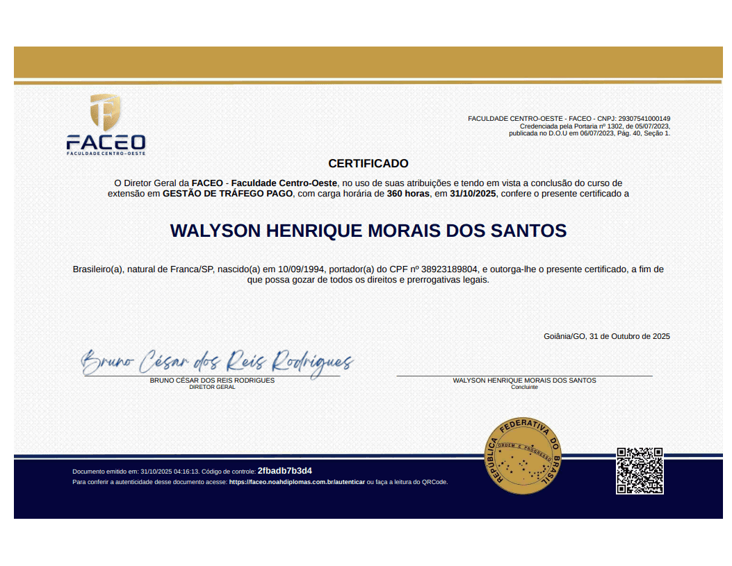 Certificado MBA de Tráfego Pago